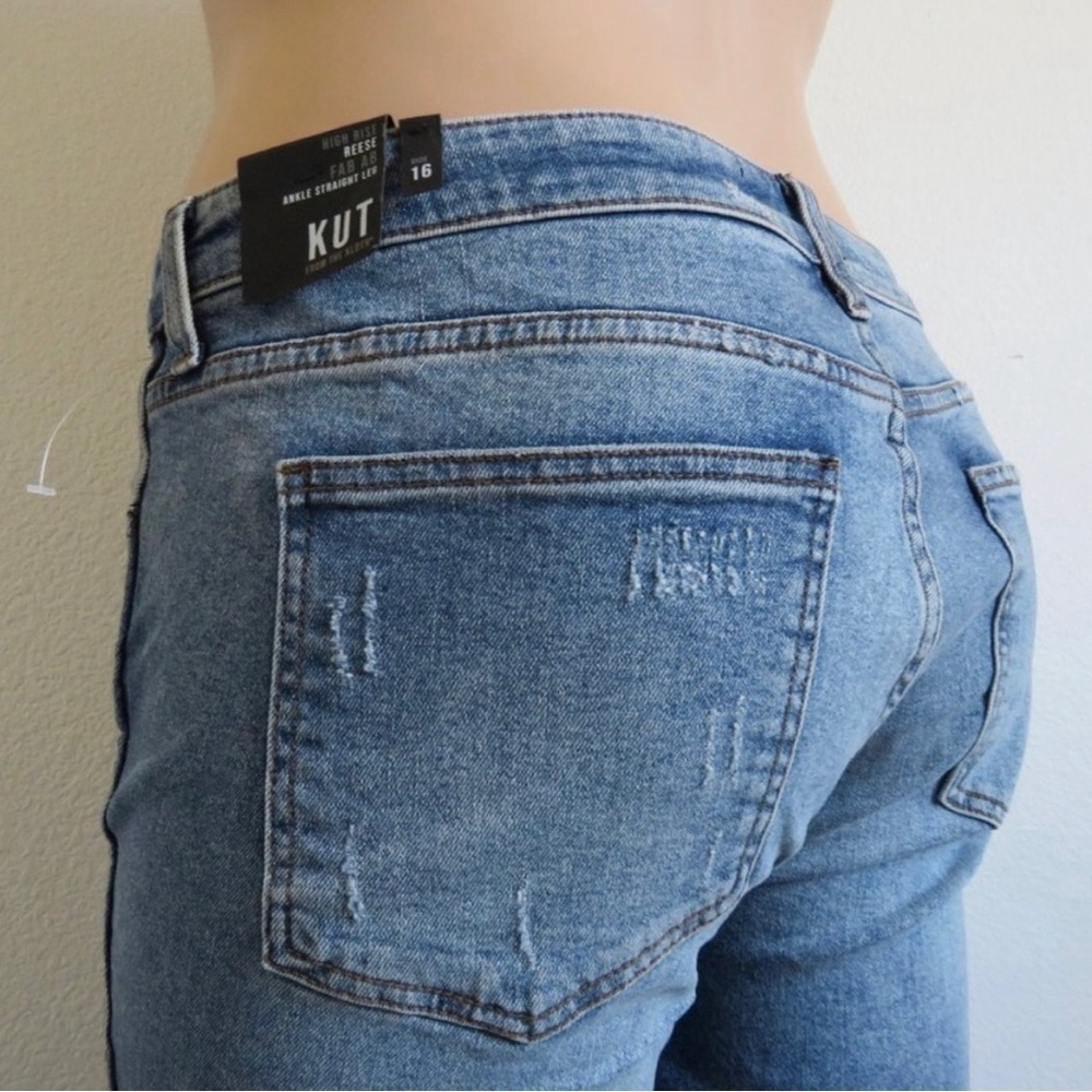 KUT from the KLOTH Jeans Distressed Reese FAB AB Ankle Straight Plus Size 16 NWT - Picture 1 of 4